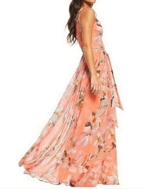 Dress The Population Hollie Floral Chiffon Maxi Dress Size Medium